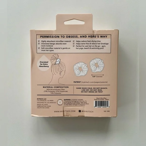 Kitsch Quick-Drying Microfiber Towel Scrunchies, Two Microfiber Hair Scrunchies - Picture 3 of 6